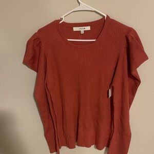 Joe's Jeans Women's Red Ribbed Short Sleeve Top